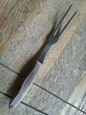 Interpur Japan Heavy Meat Serving Carving Fork Stainless Steel Wood Handle 12"