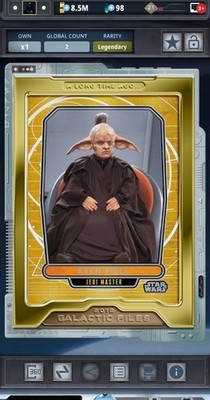 Topps Digital Star Wars Card Trader Gilded Silver Even Piell Legendary 2cc!!!