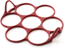 Norpro Silicone Silver Dollar Pancake/Egg Ring, 7 Count - Red