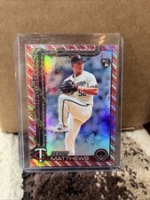 2025 Topps Holiday Zebby Matthews #H68 Holiday Metallic Red /10 (RC)