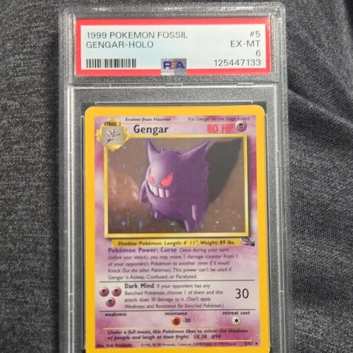 Pokémon Gengar Fossil Holo Rare 5/62 PSA 6 1999 English TCG Stage 2 Card Stock