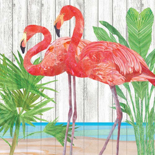 Paper Products Design, Napkin Beverage Mika and Joe Flamingoes, 20 Count