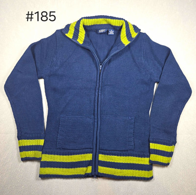 Austin Clothing Co. Kids Blue Green Striped Knit Collared Full Zip Sweater XL