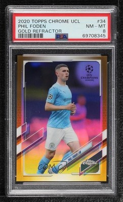 2020 Chrome UEFA Champions League Gold Refractor 41/50 Phil Foden #34 PSA 8 0nr3