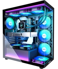 MUSETEX ATX PC Case 7 PWM ARGB Fans Pre-Installed, Type-C Mid Tower Computer Cas