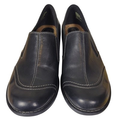 Earth Origins Victoria Too Black Leather Slip On Loafers Shoes Heal Sz 11W K556