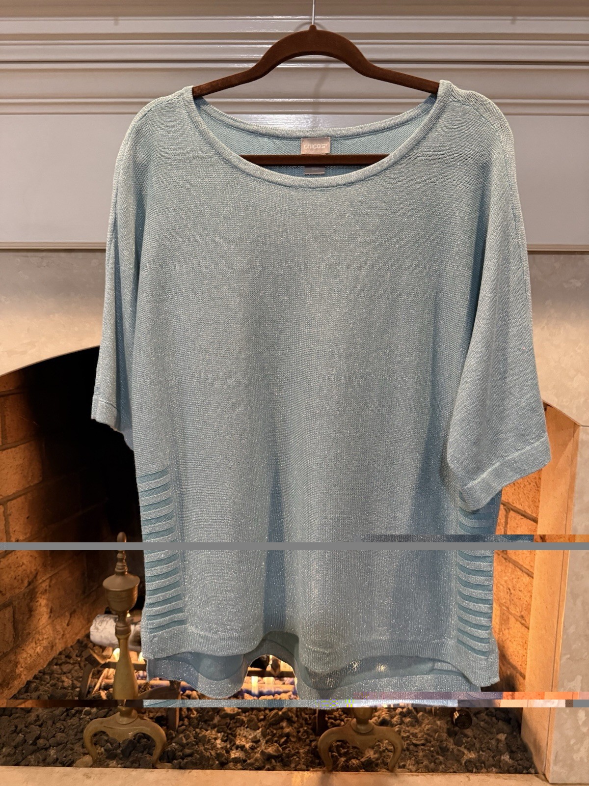 Chico’s Sparkly Blue Oversized Sweater Size Large