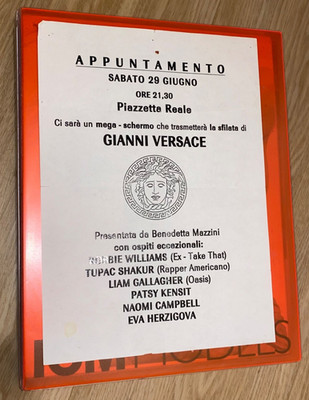 .. Seltener Mid-Nineties Flyer - Gianni Versace - Milan - Original - Tupac - Unikat .