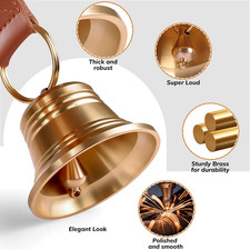 Leather Dog Door Bells for Potty Training, Big Brass Puppy Dog Door Bells Ext...