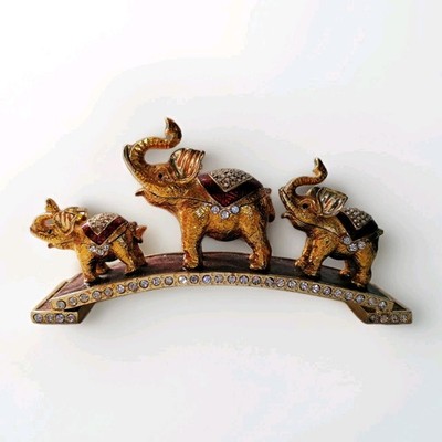 Elefantenbrücke Schmuckschatulle handbemalt Emaille auf Metall