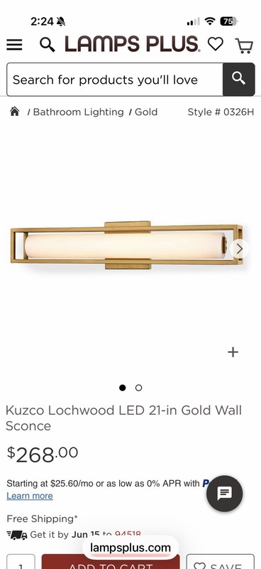 Kuzco Lochwood 21" LED Wall Sconce, Gold/Opal - WS83421-GD