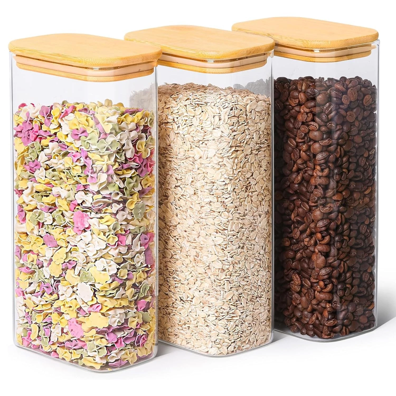 2 Qt Rectangle Glass Storage Containers with Lids, Glass Jars with Lids, Clea...