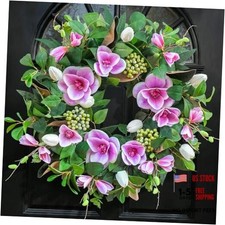 Spring Front Door Magnolia wreath-24 inch Artificial Magnolia Tulip Spring and