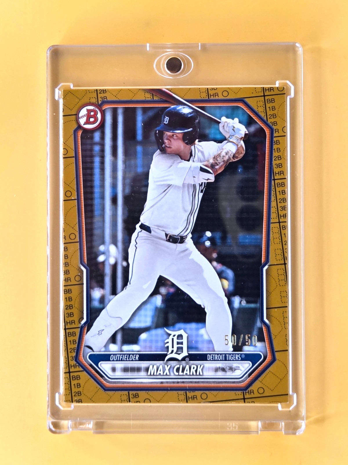 2026 Bowman - Prospects Max Clark #BP-2 Gold 50 /50 Book End RC - Detroit Tigers