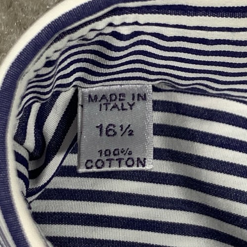 Ralph Lauren Purple Label Dress Shirt Mens 16.5 Blue Striped Long Sleeve French - Picture 7 of 15