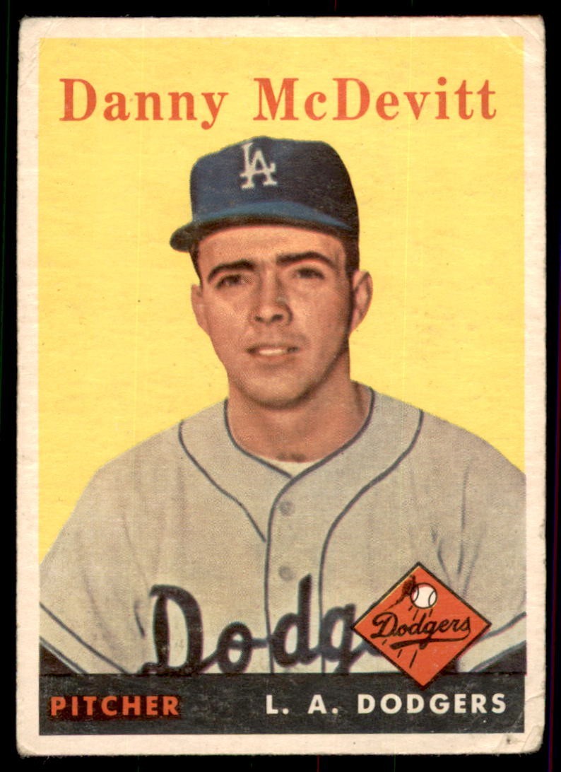 1958 Topps #357  DANNY McDEVITT  RC  Los Angeles Dodgers   VG