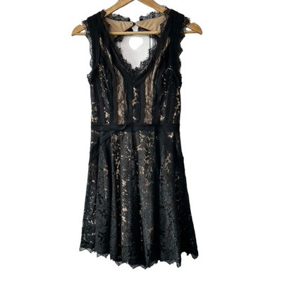 HEARTLOOM Sera Black and Nude Lace Sleeveless Dress Women's Size Small 