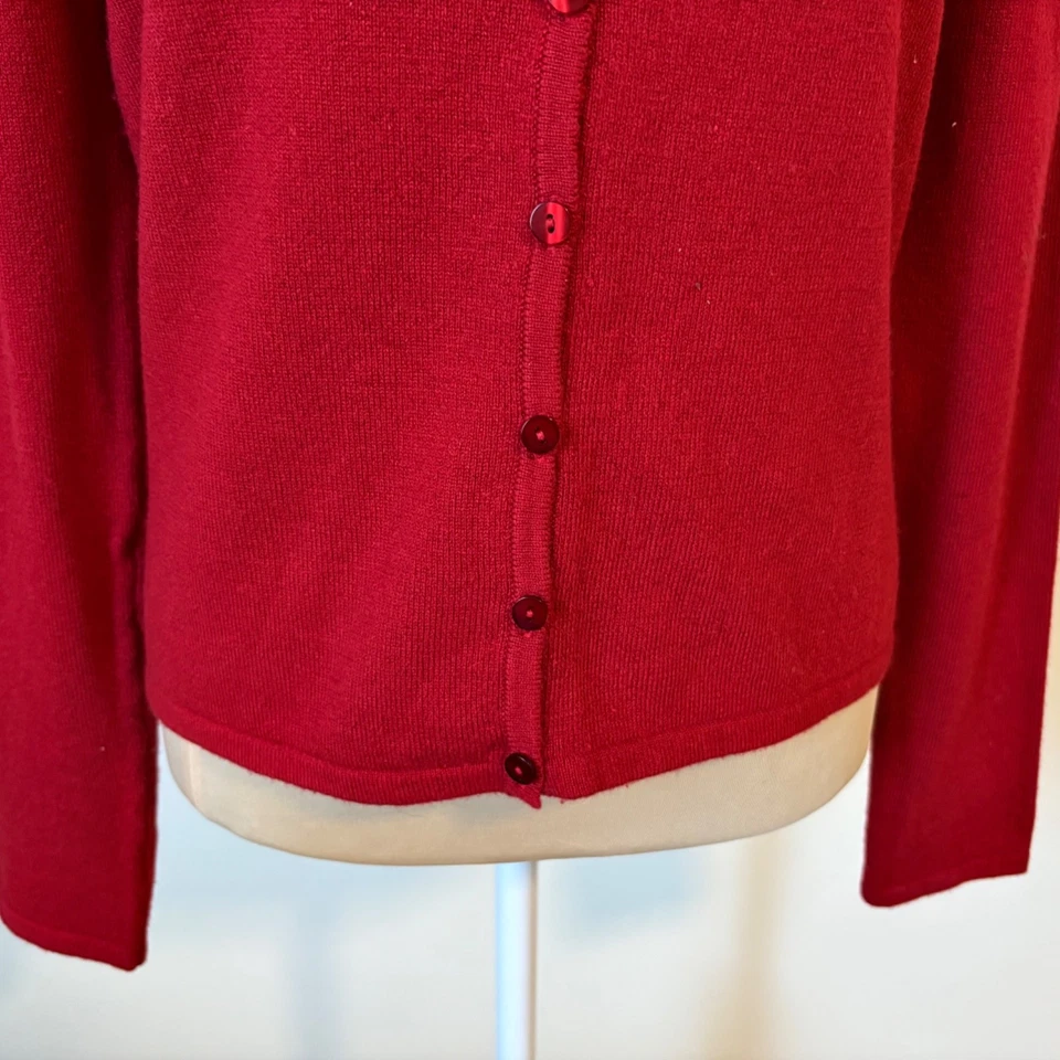 Cárdigan Suéter Vintage Express Tricot Rojo Cachemira Seda Cuello Octogonal Talla M Foto 3 de 4