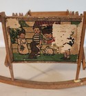 Antique Folding Accordian Style Wooden Rocking Doll Bed Cradle — photo 7