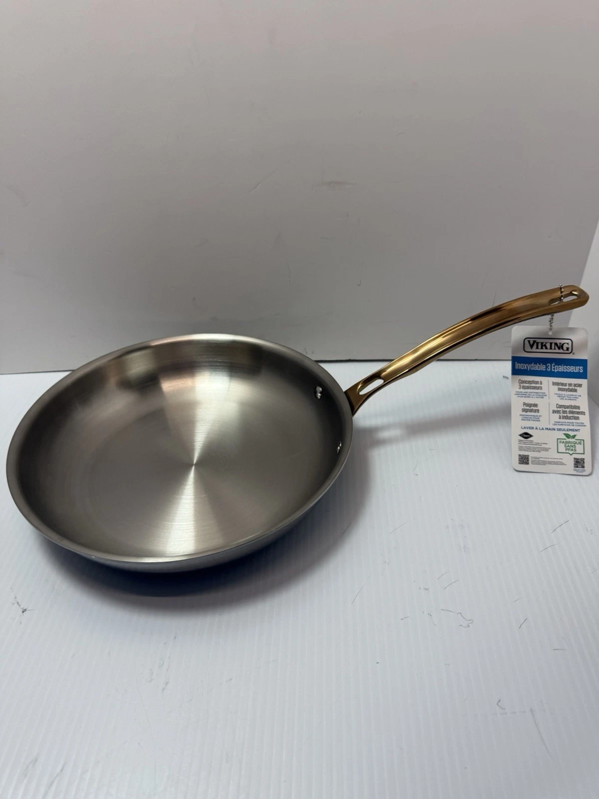Viking 3 PLY 18/8 Stainless Steel 10" Fry Pan Copper Handle Omelette Skillet NEW
