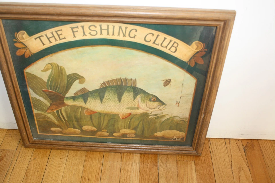 IMPRESIÓN ARTÍSTICA ENMARCADA DEL CLUB DE PESCA ENMARCADA BAJO CRISTAL 22,5" por 18,5"  Foto 4 de 4