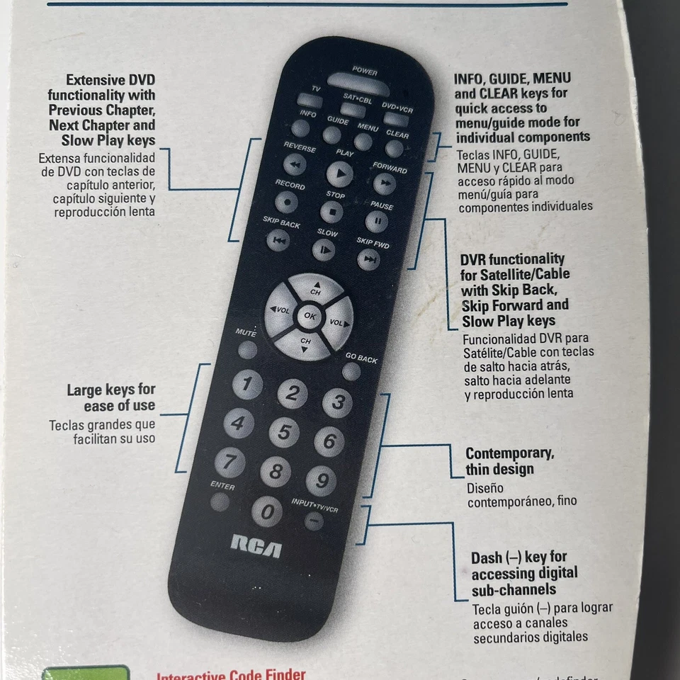RCA Remote Control RCR3273 Universal 3 device Lg Keys TV DVD VCR - Image 3 of 4
