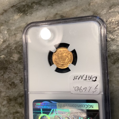 Moneda de oro de $1 tipo 3 1883 MS 64 CAC - Imagen 2 de 2