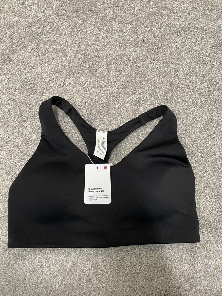 NWT Lululemon In Alignment Racerback Bra Size 4 Black Sports Bra