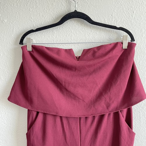 Love...Ady Nordstrom Large Strapless Popover Pant Jumpsuit Burgundy Ruched Crop - Picture 2 of 10