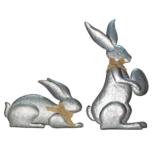 Metal Bunny Garden Decor Spring Easter Bunny Rabbits Outdoor Garden Statues - Picture 22 of 29