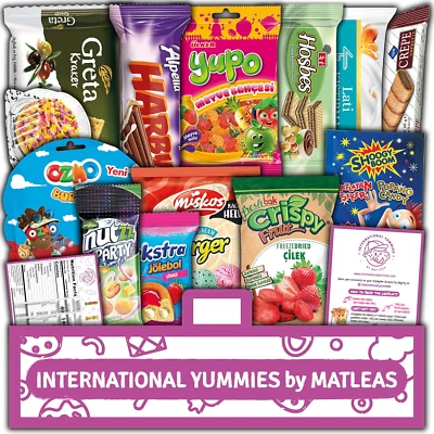INTERNATIONAL YUMMIES BY MATLEAS Exotic Snack Box 12 Full-Size Snacks + 1 Bonus Treats from Around the World