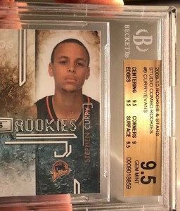 2009-STEPHEN-CURRY-rookie-amp-Stars-Studio-Tyreke-Evans-Beckett-BGS-9-5-Gem-Mint