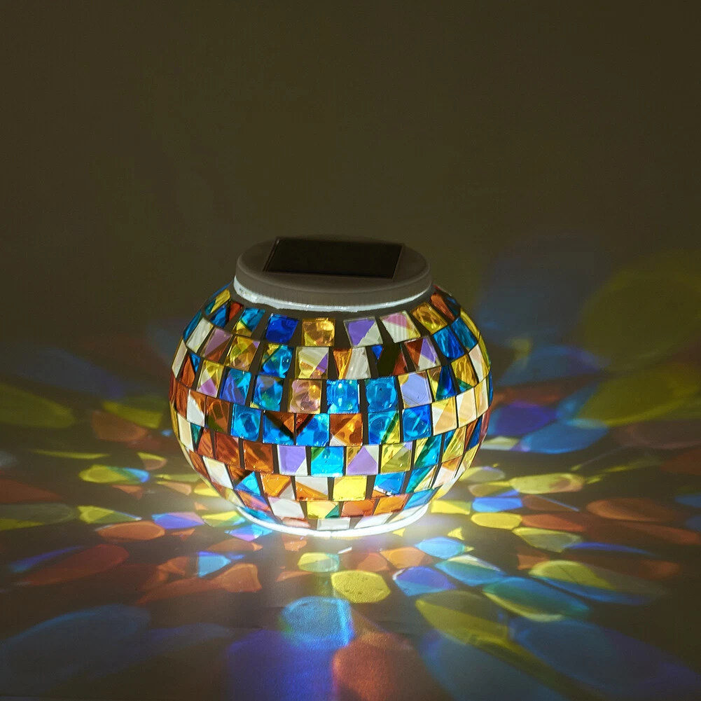 Mosaic Glass Ball Garden Lights Solar Powered Color Changing Table