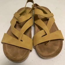EUROSOFT-GIANETTA- Slingback Sandals Size 9M Mustard Yellow Strappy Comfort