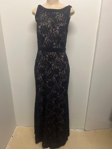 Elegante abito da sera nero in pizzo senza maniche da notte taglia 8 - Foto 3 di 9