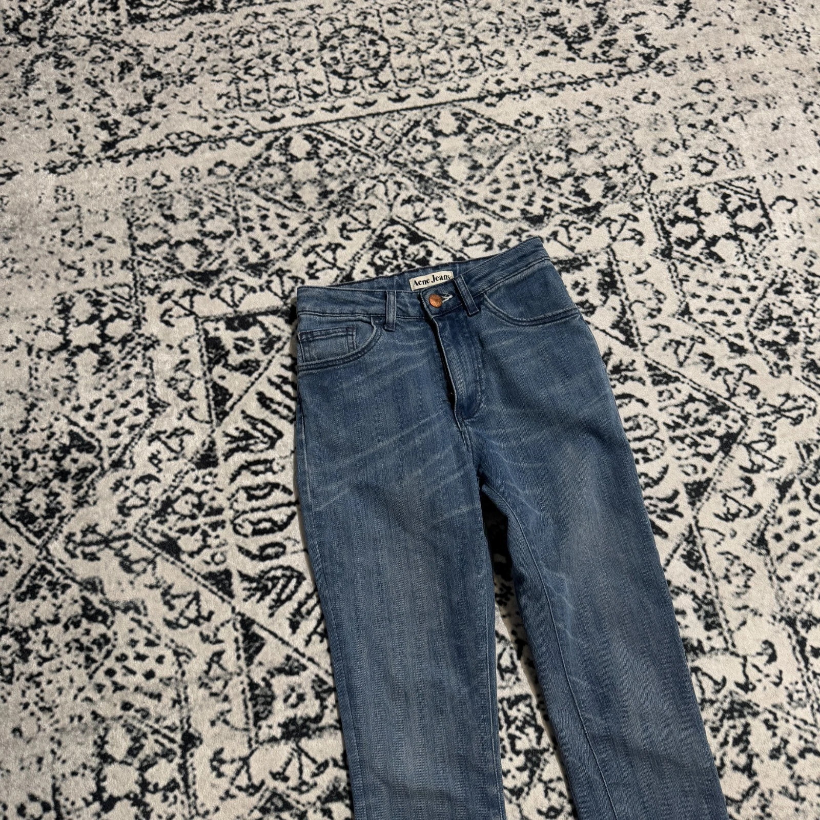 GUCCI Pantaloni Acne Jeans Unisex Blu Cotone Denim Taglia W26 L32 Casual Dritti Y2K Anni 90 F