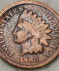 1880 Indian Head One Cent Penny 1C US Coin G #13182