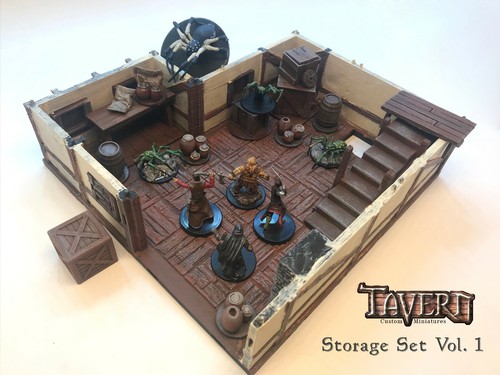 D&D Crates+Pots Storage Set | 28mm Tavern Terrain Dungeons & Dragons Pathfinder - Picture 3 of 6