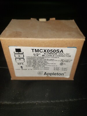 APPLETON TMCX050SA 1/2" ALUMINUM HAZ LOC MC CABLE CONN. (BRAND NEW IN ...