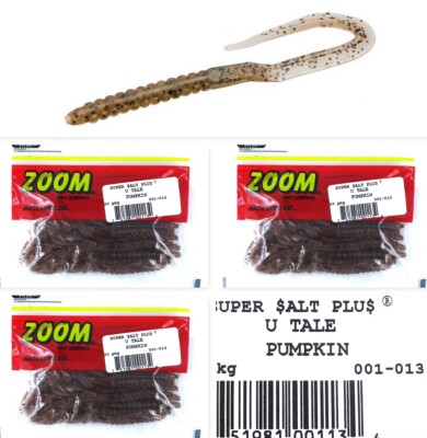 (3) Unopened Packs Zoom U-Tale Worms Super Salt Plus Pumpkin 001-013 Brand New