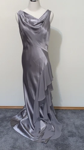 Urban Outfitters Dress Gown Sz Large Silence + Noise Silver Sexy Back New NWT