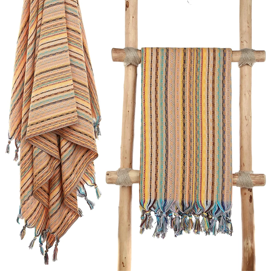 黄色橙色波西米亚土耳其棉沙滩浴巾 - 海滩公民 — 第 4/4 张图片