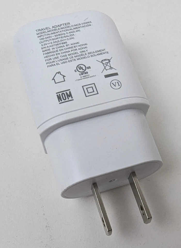 LG USB-A Cargador Pared Única 1 Puerto Adaptador de Viaje 5V/2A MCS-V02WA/R/H NUEVO Foto 3 de 4