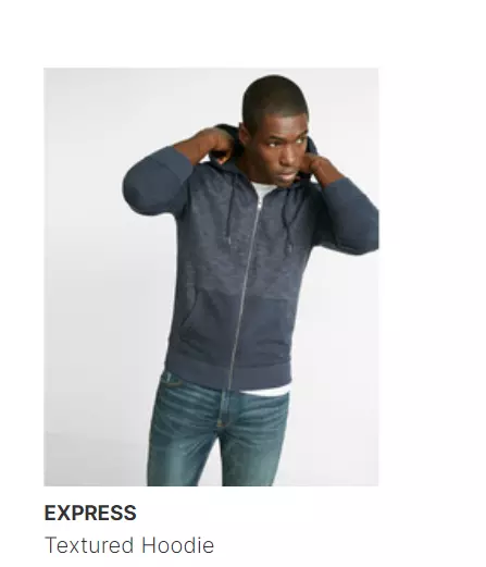 Express NWT Mens Textured Lightweight Zip Up Hoodie XL Frosted