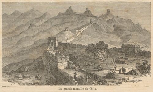C8723 Great Wall Of China - Druck Antike - 1892 Gravur