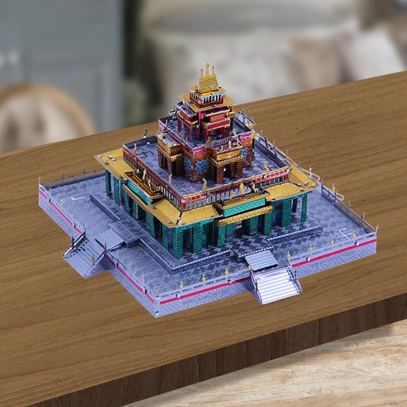 3D Metal Puzzle Tibetan Buddhist Temple Architecture Model DIY Assemble Toys - Image 4 of 4