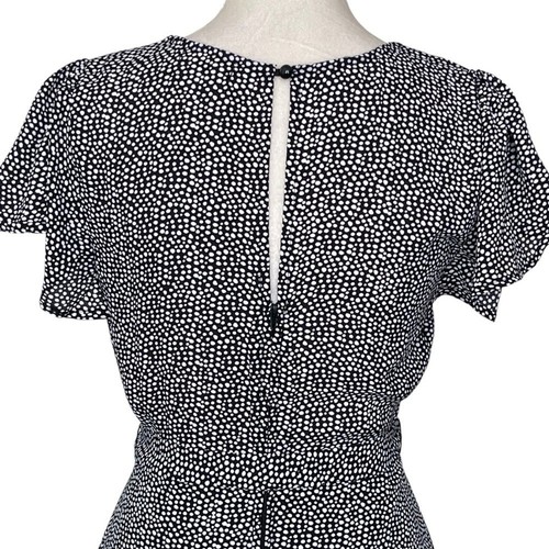 Miami Becca Flutter Sleeve Godet Mini Dress Women’s Size S Belt Tie Black White - Bild 8 von 11