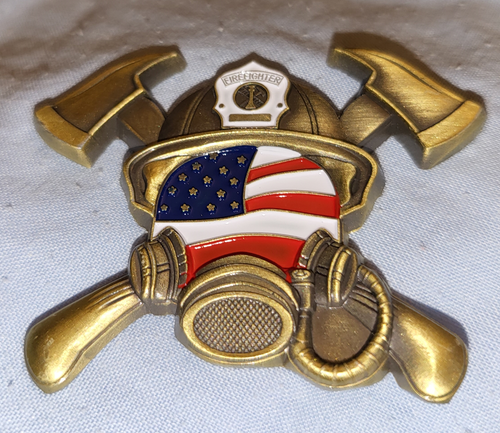 Fire mans Prayer Coin Fighter Challenge Medal Service US Flag Americana God Old - Bild 8 von 23