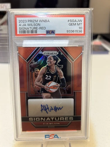 2023 PANINI PRIZM WNBA A'JA WILSON SIGNATURES RED AUTO #/99 PSA 10 Color Match