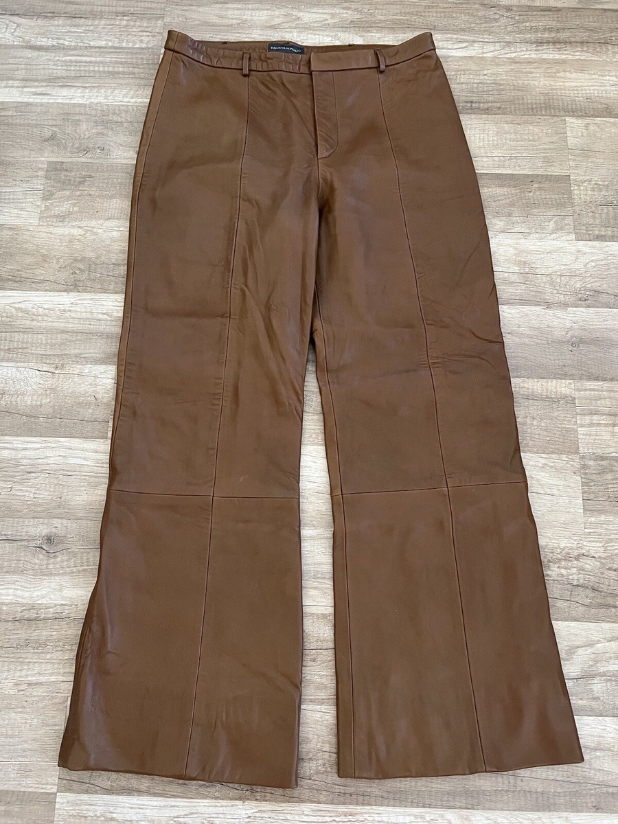 Vintage Y2K Banana Republic Leather Pants Womens Sz 10 Bootcut Brown Lined  Soft